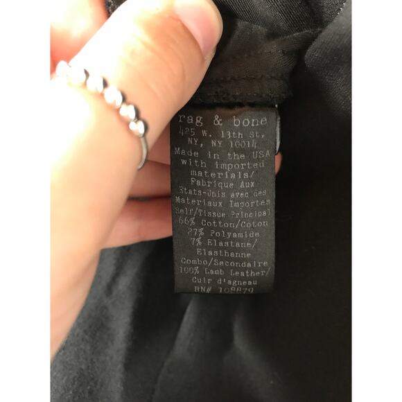 Rag & Bone Black Stretch Zip Pockets Lamb Leather Panel Insert Moto Pants 8 - Picture 9 of 11